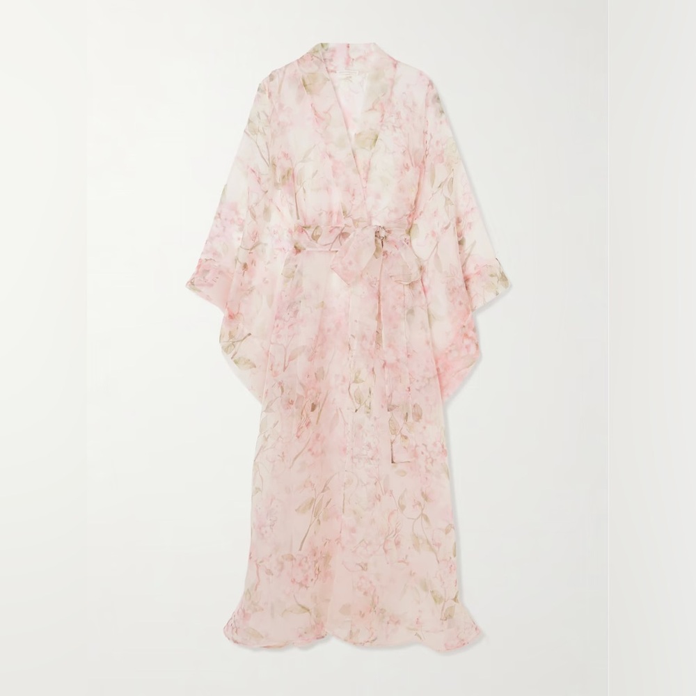 Rosamosario Jumeirah floral-print silk-georgette robe size small
